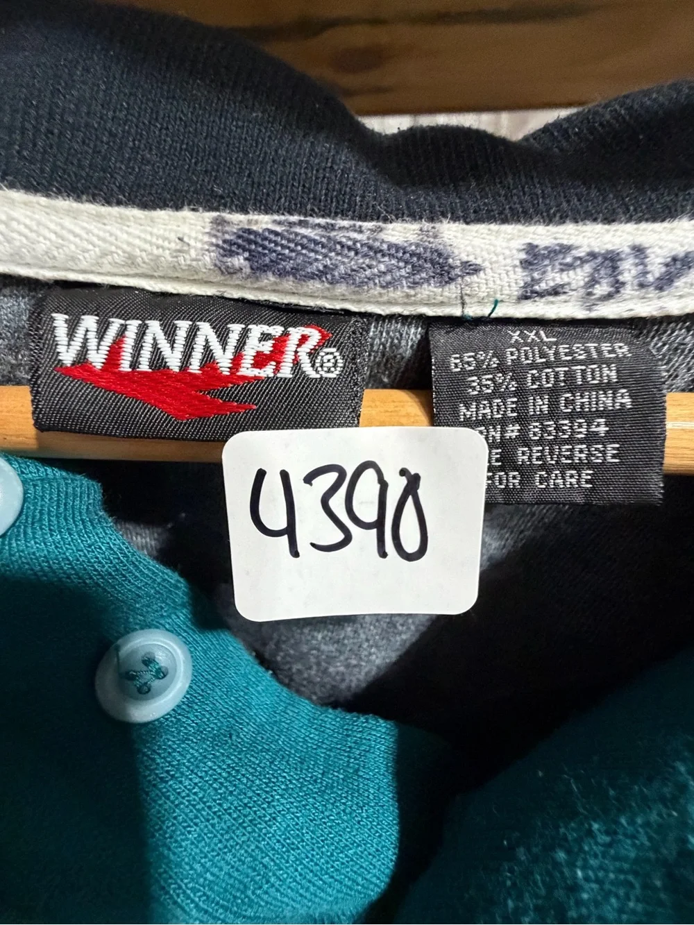 #4390-Men's Teal and Black Rugby Sweater - Classic Colorblock Pullover